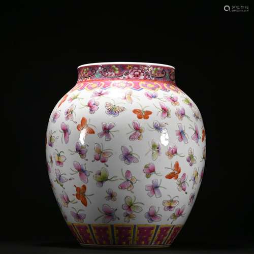 A famille-rose 'butterfly' jar