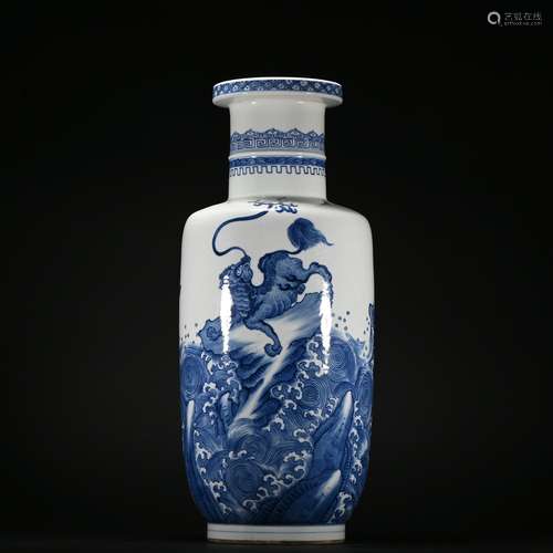 A blue and white vase