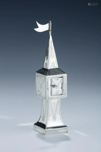 A STERLING SILVER SPICE TOWER BY BRITTON, GOULD AND