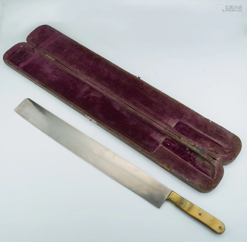 A LARGE ANTIQUE CHALEF (KOSHER SLAUGHTERING KNIFE)