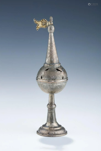 AN EARLY SILVER SPICE TOWER