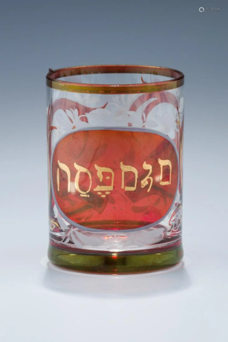 A RUBY COLORED PASSOVER BEAKER