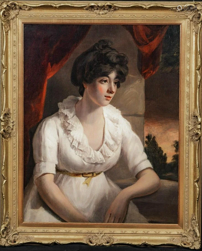 Portrait Of A Lady Wearing White Dress Oil Painting