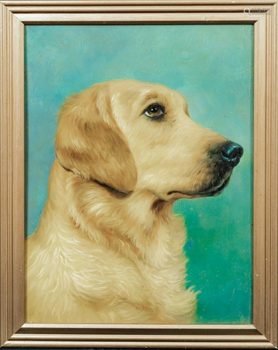 Labrador/Golden Retriever Dog Portrait Oil Painting