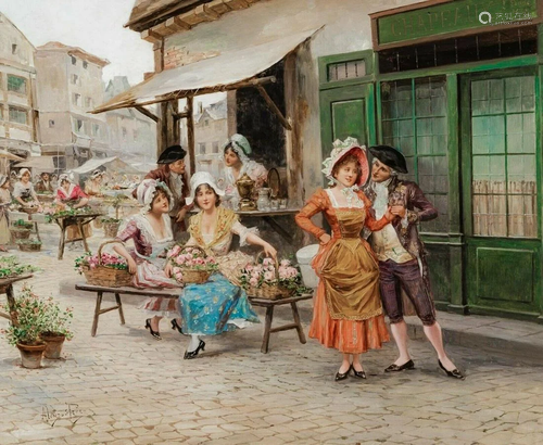 Spanish Market Oil Painting