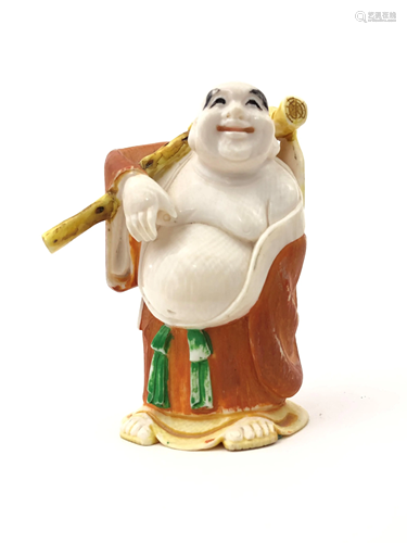 Japanese Polychrome Okimono Hand Carved Figure