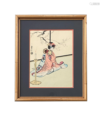 Antique 1930 Japanese Geisha Print