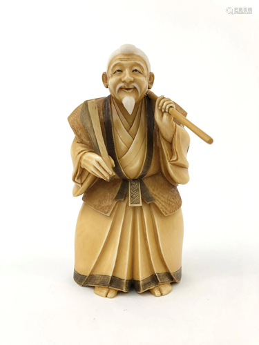 Japanese Okimono Hand Carved Figure