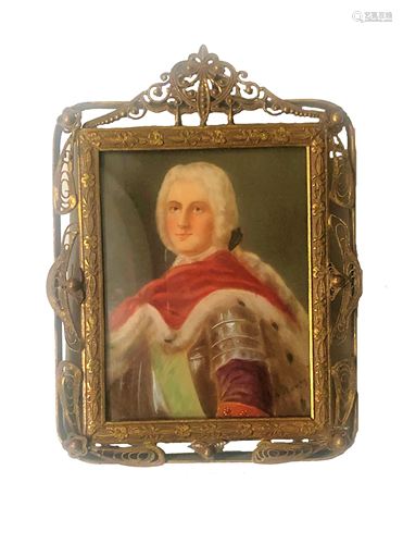 European Hand Painted Potrait Plaque.