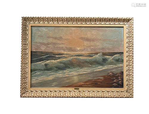 O. Waar Oil on Canvas Seascape Painting