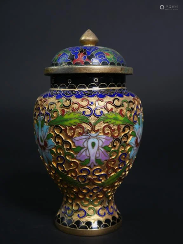 CHINESE BRONZE-MOUNTED LIDDED OVOID VASE