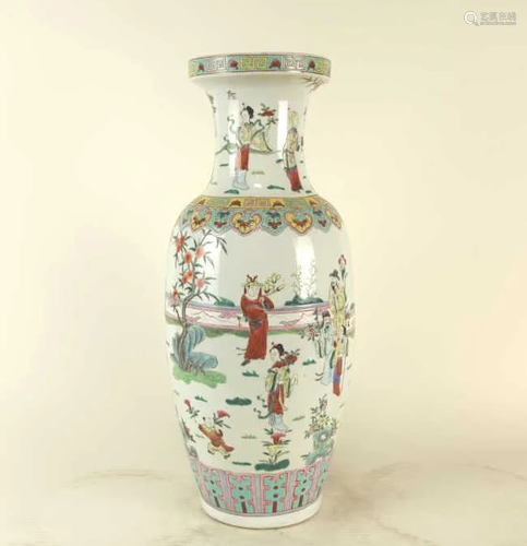 CHINESE FAMILLE ROSE ROULEAU VASE