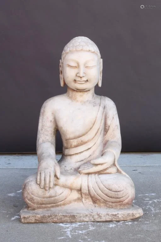 CHINESE STONE STATUE OF A SEATED BUDDHA