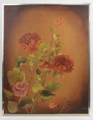 OIL PAINTING OF BLOOMING FLOWERS