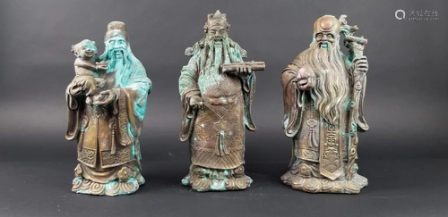 SET OF THREE CHINESE FU LU SHOU GODS