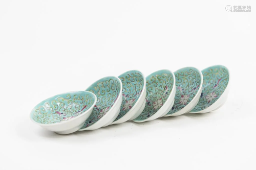 SET OF SIX SMALL CHINESE ENAMELED BOWLS