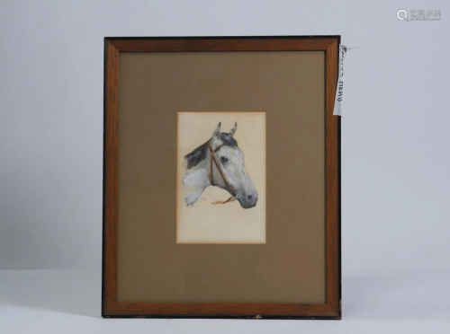 FRAMED PAINTING OF A HORSE HEAD BY MR