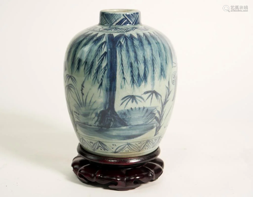 CHINESE BLUE AND WHITE JAR