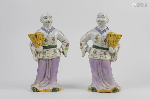 PAIR OF CHINESE ENAMELED PORCELAIN FIGURES