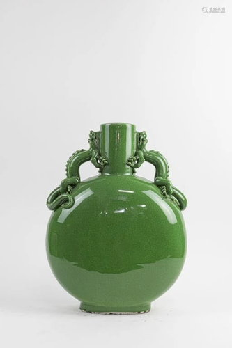 LARGE CHINESE GREEN GLAZED MOONFLASK