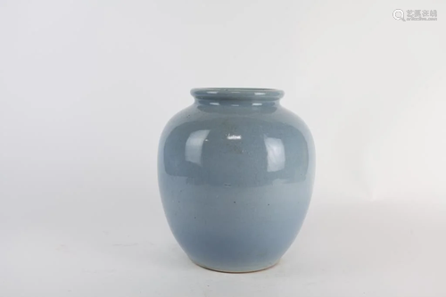 CHINESE BLUE GLAZED MELON-SHAPED JAR