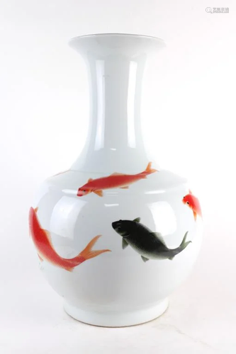 CHINESE GLOBULAR VASE WITH KOI