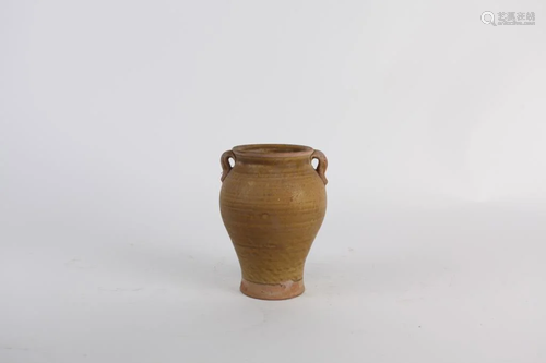 CHINESE POTTERY JAR WITH HANDLES