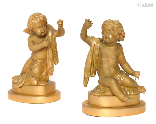 PAIR OF FRENCH BROZE PUTTI, AFTER EMILE PINEDO