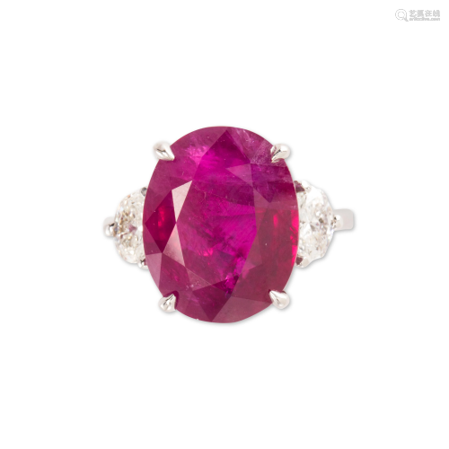 A no-heat ruby and diamond ring