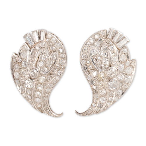 A pair of diamond ear clips