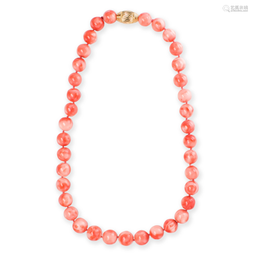 A coral necklace and bracelet