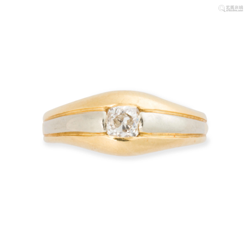 A diamond and eighteen karat bi-color ring