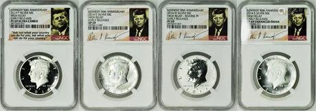 Set of 4 Proof Silver 2014 50th Anniversary Kennedy