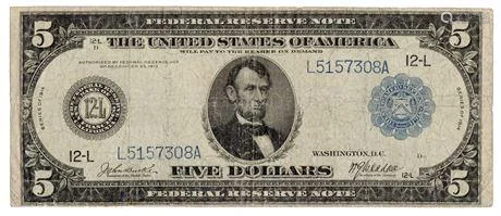 Fr.888 1914 $5 Federal Reserve Note San Francisco,