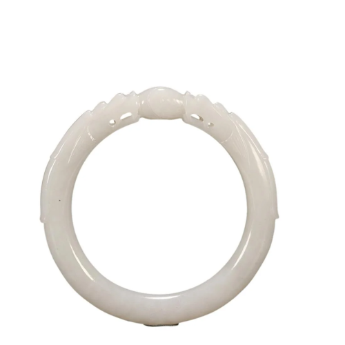 HETIAN JADE 'DRAGONS PURSUING PEARL' BANGLE