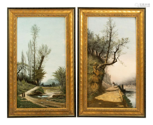 A Pair of Continental Porcelain Plaques Height of