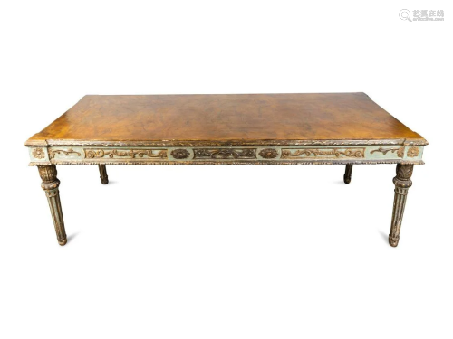 An Italian Neoclassical Style Painted and Parcel Gilt