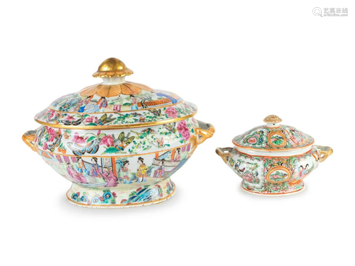 Two Chinese Famille Rose Porcelain Covered Tureens