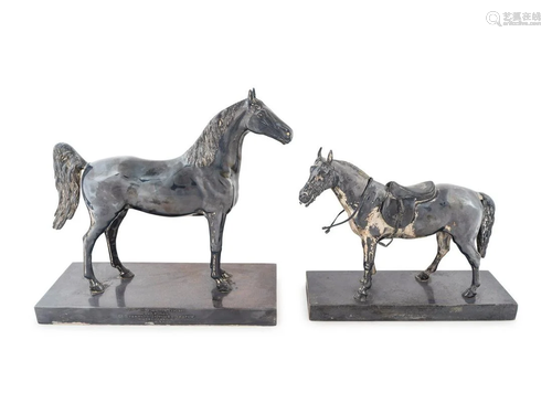 A Pair of American Silverplate Horse Figure Trophies