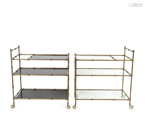 A Pair of Bronze Bar Carts Height 29 1/2 x width 27 1/2