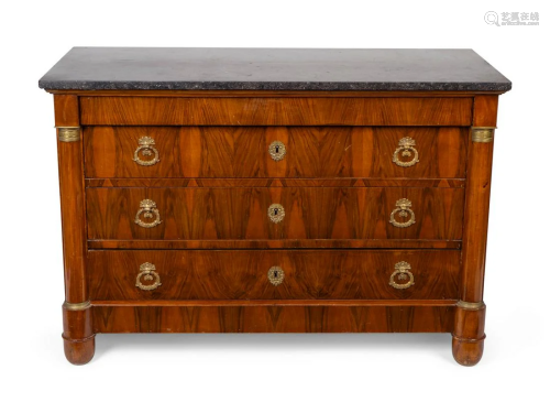 An Empire Style Marble-Top Commode Height 34 1/2 x