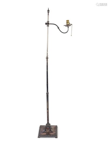 A Silver on Copper Adjustable Floor Lamp by E. F.