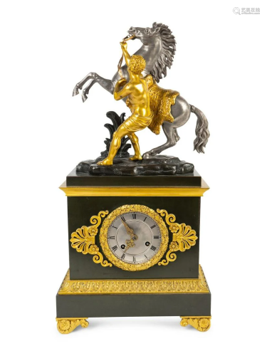A French Empire Style Bronze Marley Horse Clock Height