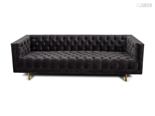 A Contemporary Smokey Grey Tufted Velvet Sofa Height 30