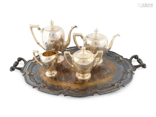 An American Silver Tea Set Height of coffee pot 9 1/2