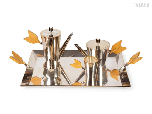 An Italian Modernist Silver Tea Set Height of coffee