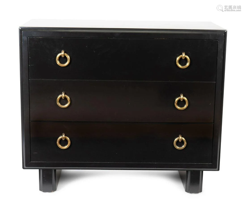 A Hollywood Regency Style Black Lacquer Chest of