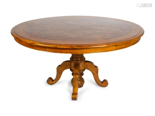 A Continental Parquetry Walnut Center Table Height 32