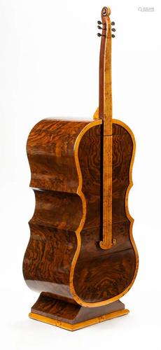 A Burlwood Veneered Cello-Form Cabinet Height 61 x