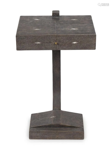 An Art Deco Gray Faux Shagreen Side Table